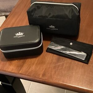Dolce & Gabbana Black Men's Jewelry case, Toiletry bag and metal comb in case